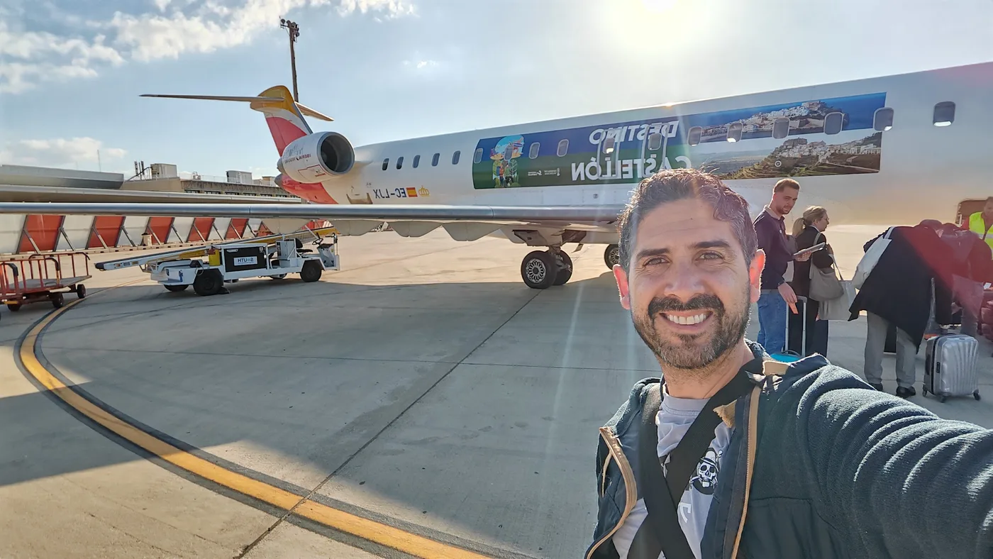 Nico Behm at the airport boarding a flight